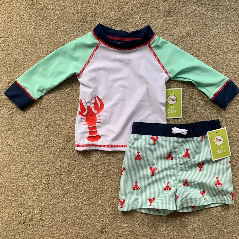 Lobster print bathing suit set